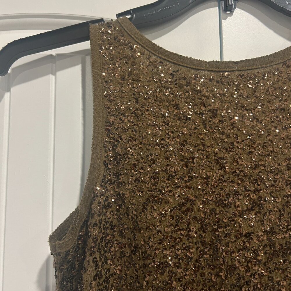 J Crew Bronze Drapey Sequins Tank Top Women’s Size XS - Picture 7 of 8